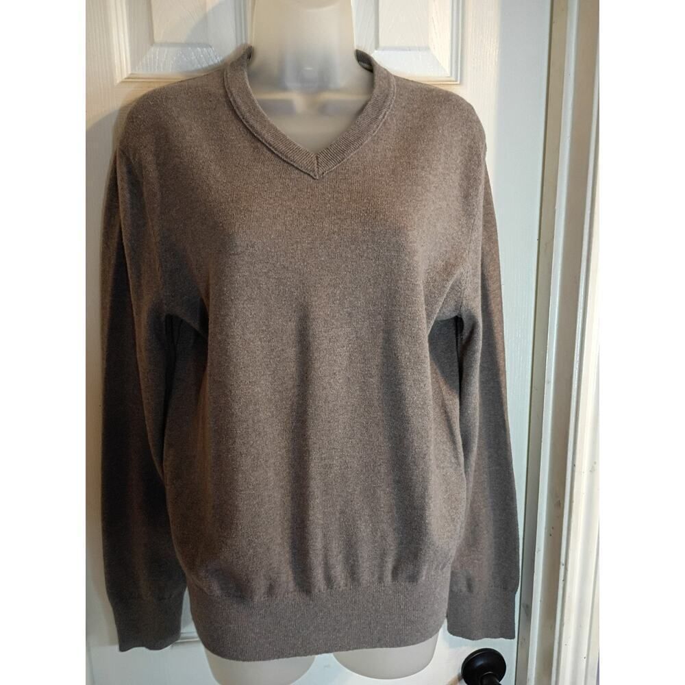 Banana Republic Pullover Sweater Cotton Cashmere V Neck Beige Sz S Preppy...